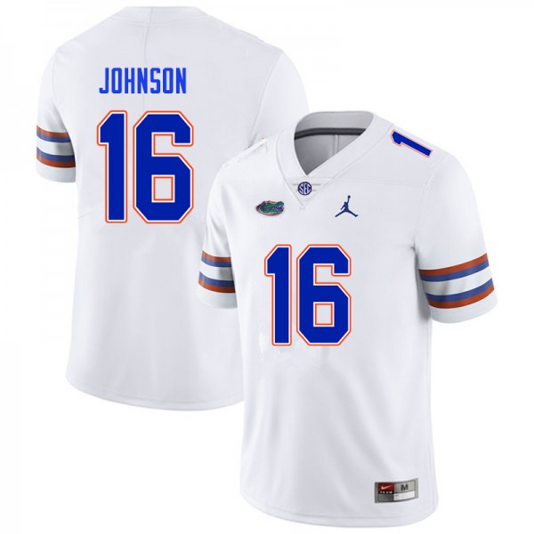 Men #16 Tre'Vez Johnson Florida Gators College Football Jerseys White